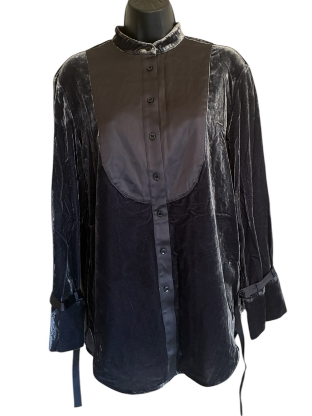 NWT Banana Republic Black Velvet Goth Castlecore Tuxedo Top Size XS